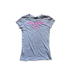 Hollister Gray Tee with Neon Pink Logo